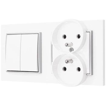 Włącznik z gniazdkiem bezpieczne dla dzieci kolor biały/srebrny 14