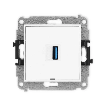 Mechanizm gniazda pojedynczego USB A-A 3.0, bez pola opisowego Karlik seria MINI 25MGUSBBO-5 kolor biały mat