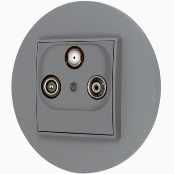 Gniazdo rtv-sat z ramką okrągłą seria MINI kolor szary mat