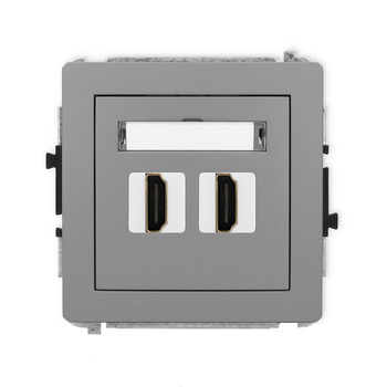 Mechanizm gniazda podwójnego HDMI 2.0, 4K Karlik seria DECO 27DHDMI-4 kolor szary mat