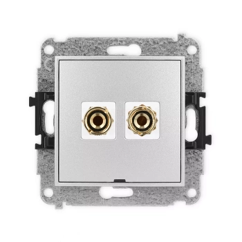 Mechanizm gniazda głośnikowego pojedynczego, bez pola opisowego typu banan - czerwony i czarny, pozłacany, 4 mm2, do lutowania Karlik seria ICON 7IGGBO-3 kolor srebrny metalik