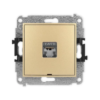 Mechanizm gniazda komputerowego pojedynczego 1xRJ45, kat. 5e, ekranowany, 8-stykowy, bez pola opisowego Karlik seria MINI 29MGKBO-1e kolor złoty
