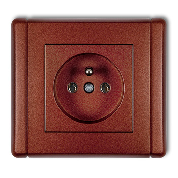 Gniazdo pojedyncze z uziemieniem 2P+Z bez przesłon torów prądowych Karlik seria FLEXI 9FGP-1z kolor brązowy metalik