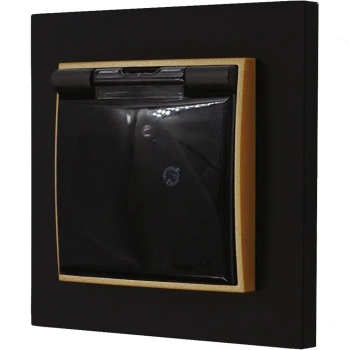 Gniazdo hermetyczne z ramką karlik mini kolor czarny mat/złoty