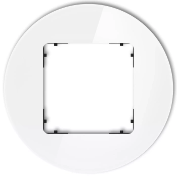 Ramka uniwersalna pojedyncza okrągła - efekt szkła ramka: biała; spód: czarny Karlik seria ICON 0-12-IRSO-1 kolor biały