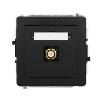 Mechanizm gniazda antenowego pojedynczego typu F SAT pozłacany Karlik seria DECO 12DGF-1.1 kolor czarny mat