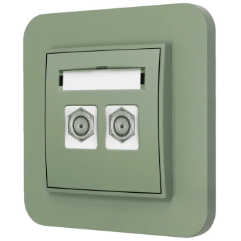 Gniazdo antenowe 2x z ramką zaokrągloną seria MINI kolor szałwiowy