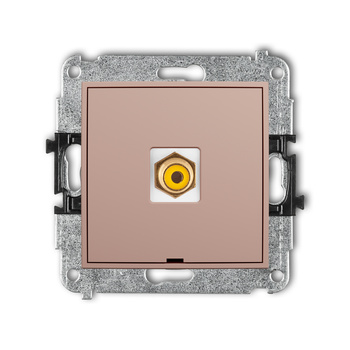 Mechanizm gniazda pojedynczego RCA, bez pola opisowego typu cinch - żółty, pozłacany Karlik seria MINI 62MGRCABO-1 kolor łososiowy