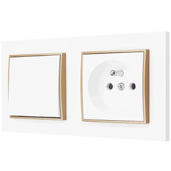 Włącznik pojedynczy z gniazdkiem kolor biały/złoty 1