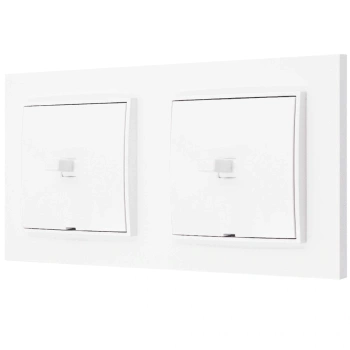 Dwa włączniki pojedyncze w stylu USA ramka kwadratowa seria Mini kolor biały mat