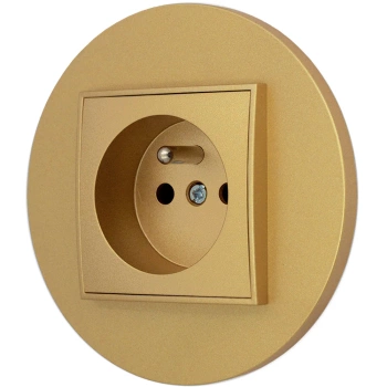 Gniazdo pojedyncze z ramką okrągłą seria MINI kolor złoty