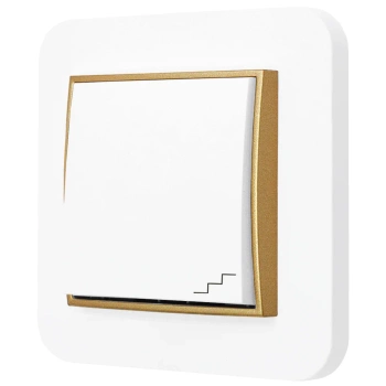 Włącznik schodowy z ramką zaokrągloną seria MINI kolor biały złoty