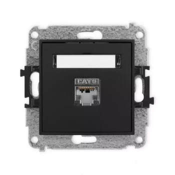 Mechanizm gniazda komputerowego pojedynczego 1xRJ45, kat. 5e, ekranowany, 8-stykowy Karlik seria MINI 12MGK-1e kolor czarny mat