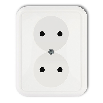 Gniazdo podwójne bez uziemienia 2x2P Karlik seria LIZA GPT-2 kolor biały