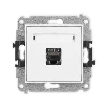 Mechanizm gniazda komputerowego pojedynczego 1xRJ45, kat. 7, ekranowany, 8-stykowy Karlik seria ICON 25IGK-9 kolor biały mat