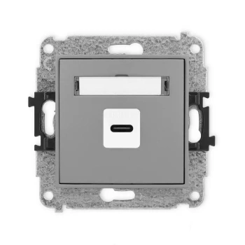 Mechanizm gniazda pojedynczego 1xUSB C-C Karlik seria MINI 27MGUSB-7 kolor szary mat