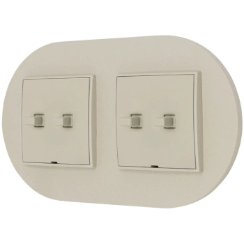 Dwa włączniki podwójne w stylu USA ramka okrągła seria Mini kolor taupe