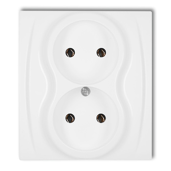 Gniazdo podwójne bez uziemienia 2x2P bez przesłon torów prądowych Karlik seria LOGO LGP-2 kolor biały