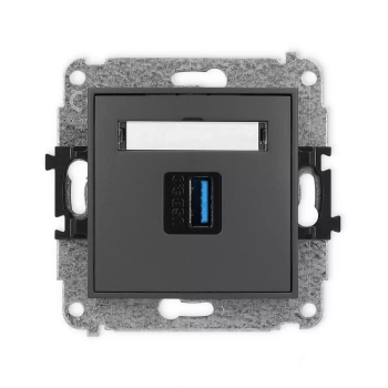 Mechanizm gniazda pojedynczego USB A-A 3.0 Karlik seria ICON 28IGUSB-5 kolor grafitowy mat