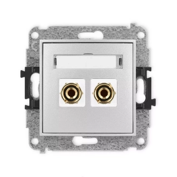 Mechanizm gniazda głośnikowego pojedynczego typu banan - czerwony i czarny, pozłacany, 4 mm2, do lutowania Karlik seria ICON 7IGG-3 kolor srebrny metalik