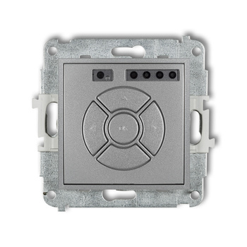 Mechanizm elektronicznego sterownika roletowego przycisk centralny/dodatkowy Karlik seria ICON 7ISR-6 kolor srebrny metalik