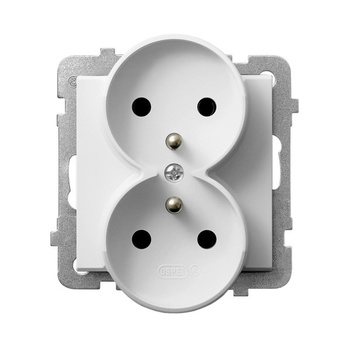Gniazdo podwójne z uziemieniem moduł bez ramki seria SONATA kolor Biały symbol GP-2RRZ/m/00