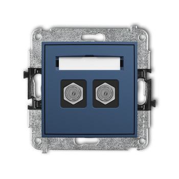 Mechanizm gniazda antenowego podwójnego typu F SAT niklowany Karlik seria ICON 64IGF-2 kolor navy blue