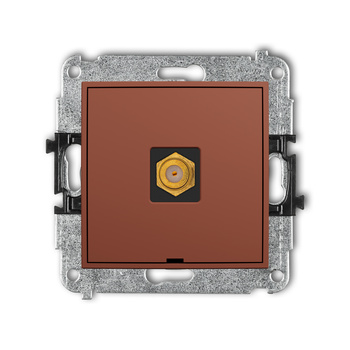 Mechanizm gniazda antenowego pojedynczego typu F SAT pozłacany, bez pola opisowego Karlik seria ICON 63IGFBO-1.1 kolor terakota