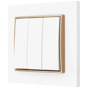 Włącznik potrójny z ramką karlik mini kolor biały/złoty