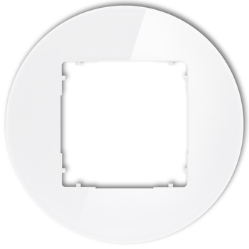 Ramka uniwersalna pojedyncza okrągła - efekt szkła ramka: biała spód: biały Karlik seria ICON 0-0-IRSO-1 kolor biały