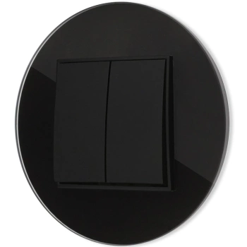 Włącznik podwójny z ramką okrągłą efekt szkła seria ICON kolor czarny