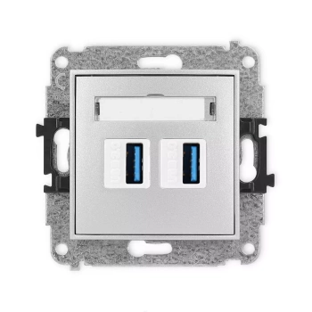 Mechanizm gniazda podwójnego 2xUSB A-A 3.0 Karlik seria ICON 7IGUSB-6 kolor srebrny metalik