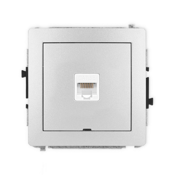 Mechanizm gniazda komputerowego pojedynczego 1xRJ45, kat. 5e, 8-stykowy, bez pola opisowego Karlik seria DECO 7DGKBO-1 kolor srebrny metalik