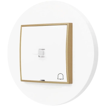 Włącznik dzwonkowy w stylu USA ramka okrągła seria Mini kolor biały/złoty