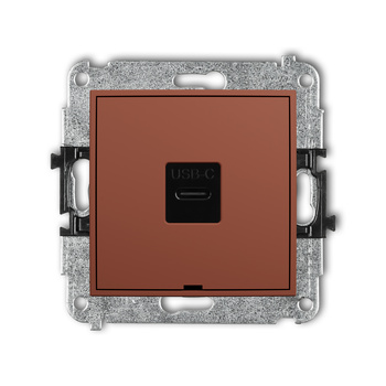 Mechanizm gniazda pojedynczego 1xUSB C-C, bez pola opisowego Karlik seria ICON 63IGUSBBO-7 kolor terakota