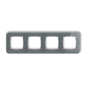 Ramka uniwersalna poczwórna zaokrąglona - efekt szkła ramka: grafitowa spód: czarny Karlik seria ICON 28-12-IRSZ-4 kolor grafitowy