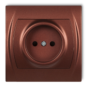 Gniazdo pojedyncze bez uziemienia 2P z przesłonami torów Karlik seria LOGO 9LGP-1p kolor brązowy metalik
