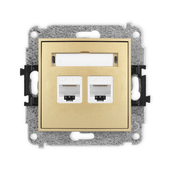 Mechanizm gniazda komputerowego podwójnego 2xRJ45, kat. 6A, 8-stykowy Karlik seria ICON 29IGK-8 kolor złoty