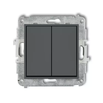 Mechanizm łącznika jednobiegunowego ze schodowym bez piktogramów, wspólne zasilanie Karlik seria ICON 28IWP-10.11 kolor grafitowy mat