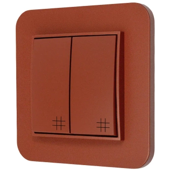 Włącznik krzyżowy podwójny z ramką zaokrągloną seria MINI kolor terakota