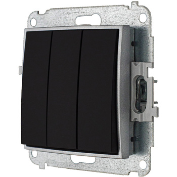 Włącznik potrójny bez ramki karlik mini kolor czarny mat/srebrny