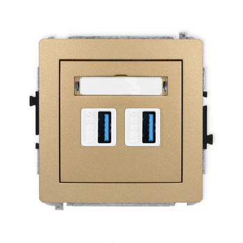 Mechanizm gniazda podwójnego 2xUSB A-A 3.0 Karlik seria DECO 8DGUSB-6 kolor złoty metalik