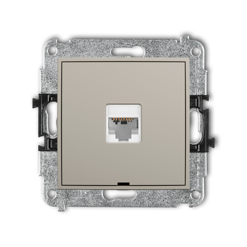 Mechanizm gniazda komputerowego pojedynczego 1xRJ45, kat. 6, 8-stykowy, bez pola opisowego Karlik seria ICON 60IGKBO-3 kolor taupe