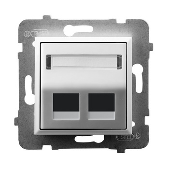 Obudowa gniazda podwójnego typu Keystone skośna seria ARIA kolor Biały symbol GPK-2US/p/00