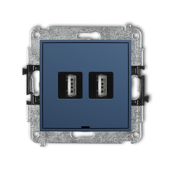Mechanizm gniazda podwójnego 2xUSB A-A 2.0, bez pola opisowego Karlik seria MINI 64MGUSBBO-2 kolor navy blue
