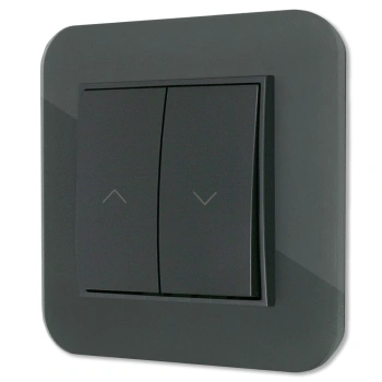 Włącznik roletowy zwierny z ramką zaokrągloną efekt szkła seria ICON kolor grafitowy mat