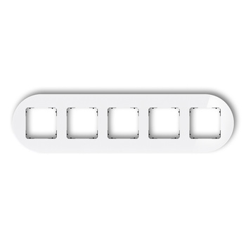 Ramka uniwersalna pięciokrotna okrągła - efekt szkła ramka: biała spód: czarny Karlik seria ICON 0-12-IRSO-5 kolor biały