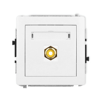 Mechanizm gniazda pojedynczego RCA typu cinch - żółty, pozłacany Karlik seria DECO DGRCA-1 kolor biały