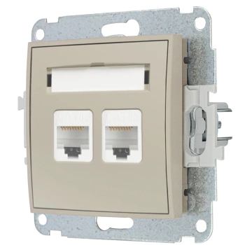 Mechanizm gniazda komputerowego podwójnego 2xRJ45, kat. 5e, 8-stykowy Karlik seria MINI 60MGK-2 kolor taupe