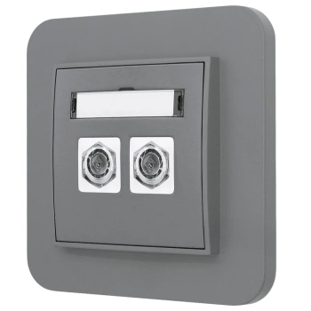 Gniazdo antenowe 2x z ramką zaokrągloną seria MINI kolor szary mat